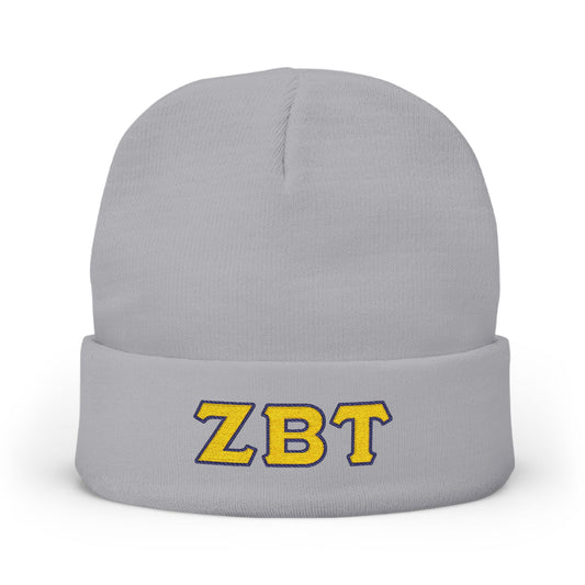 Embroidered 'ZBT' Knit Beanie – College Sorority/Fraternity Winter Hat