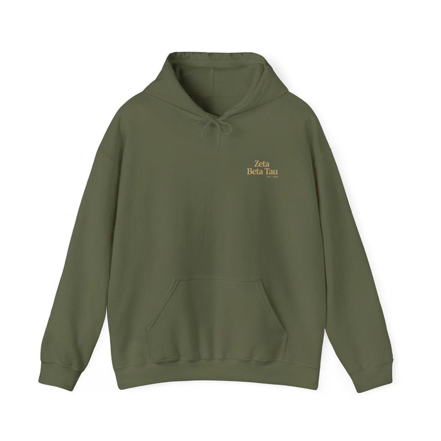 Zeta Beta Tau Greek Letter Hoodie — Gold Crest Fraternity Sweatshirt
