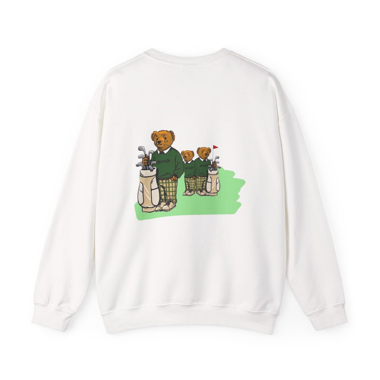 Crewneck Sweatshirt — Golfing Teddy Bears Back Print