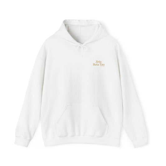 Zeta Beta Tau Greek Letter Hoodie — Gold Crest Fraternity Sweatshirt