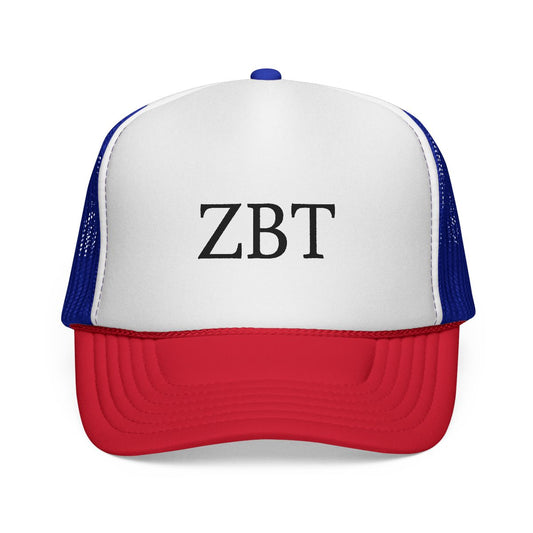 ZBT Embroidered Trucker Hat — Classic Red, White & Blue Mesh Cap